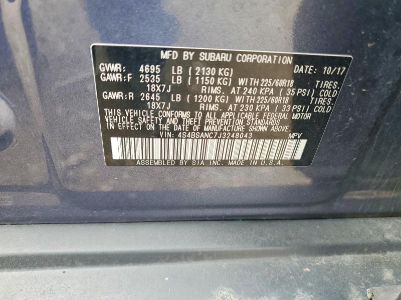 Продаж на аукціоні авто 2018 Subaru Outback, vin: 4S4BSANC7J3248043, номер лоту: 49433106
