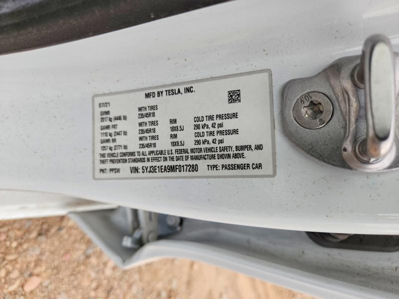 Продаж на аукціоні авто 2021 Tesla Model 3, vin: 5YJ3E1EA9MF017280, номер лоту: 48303816