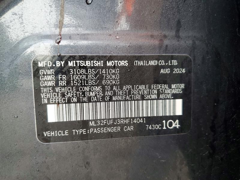 Aukcja sprzedaży 2024 Mitsubishi Mirage, vin: ML32FUFJ3RHF14041, numer aukcji: 51318646