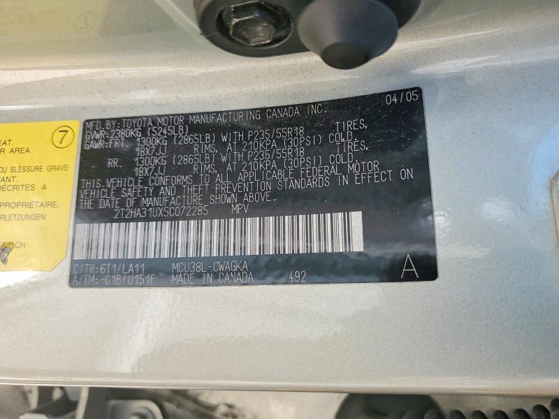 2005 Lexus Rx მანქანა იყიდება აუქციონზე, vin: 2T2HA31UX5C072285, აუქციონის ნომერი: 50316426