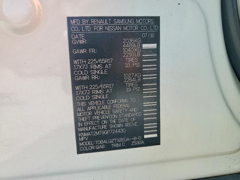 Aukcja sprzedaży 2016 Nissan Rogue, vin: KNMAT2MT9GP724430, numer aukcji: 49797746