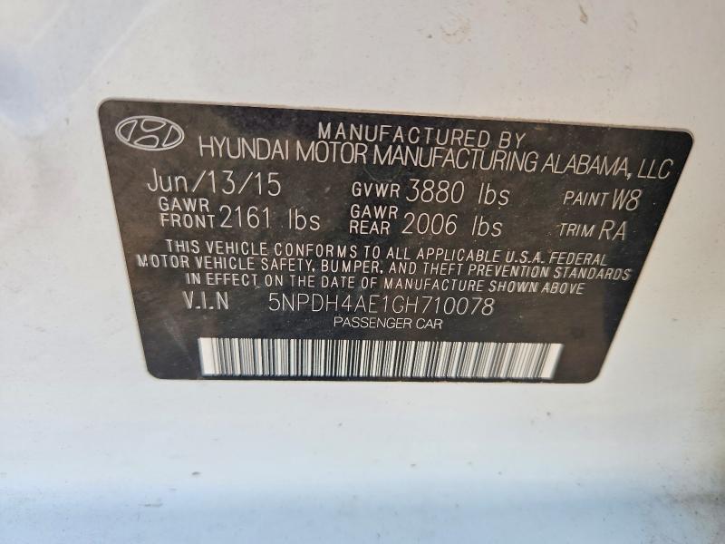 Aukcja sprzedaży 2016 Hyundai Elantra, vin: 5NPDH4AE1GH710078, numer aukcji: 52072346