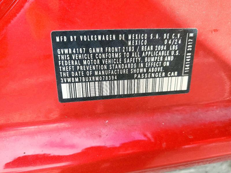 50827506 :رقم المزاد ، 3VWBM7BUXRM078394 vin ، 2024 Volkswagen Jetta مزاد بيع