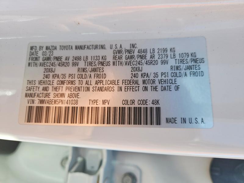 50739146 :رقم المزاد ، 7MMVABEM5PN141038 vin ، 2023 Mazda Cx-50 مزاد بيع