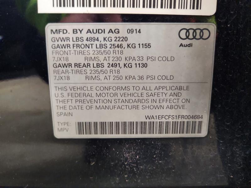 Продажа на аукционе авто 2015 Audi Q3, vin: WA1EFCFS1FR004684, номер лота: 49116416