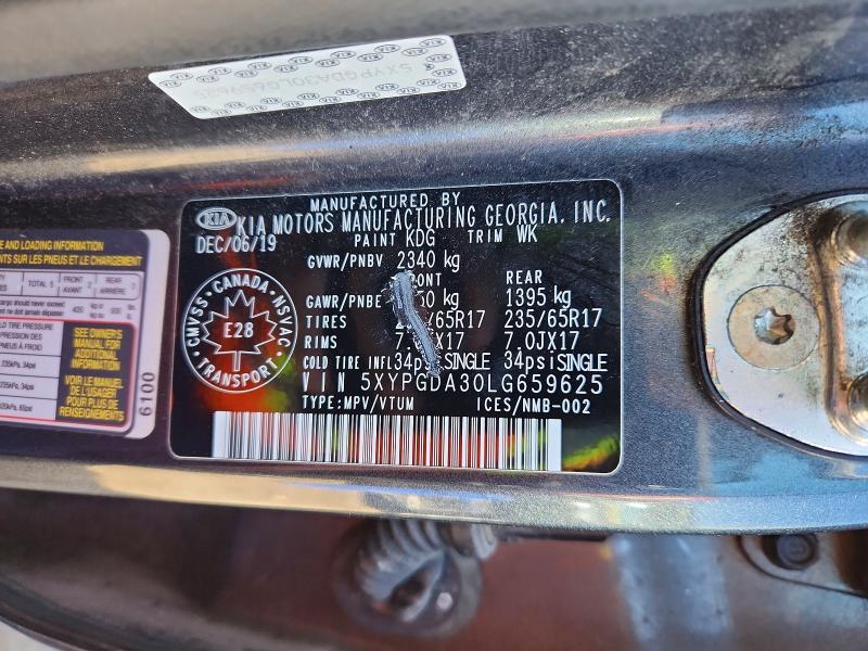 2020 Kia Sorento Lx მანქანა იყიდება აუქციონზე, vin: 5XYPGDA30LG659625, აუქციონის ნომერი: 49781096