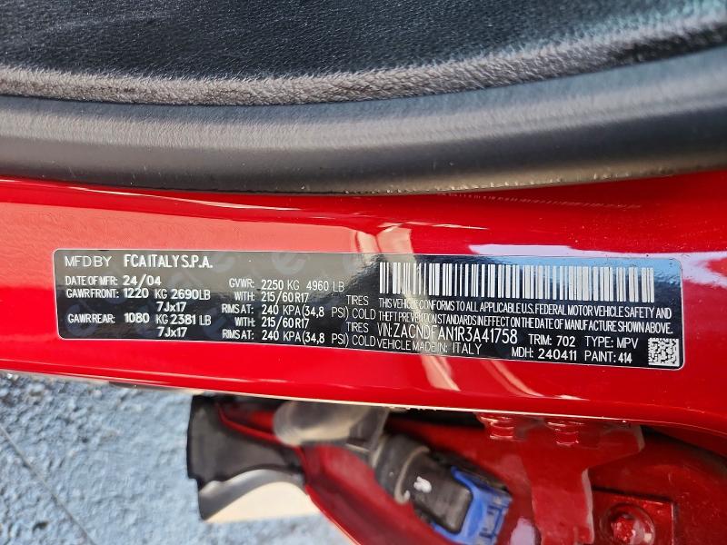 51811306 :رقم المزاد ، ZACNDFAN1R3A41758 vin ، 2024 Dodge Hornet مزاد بيع