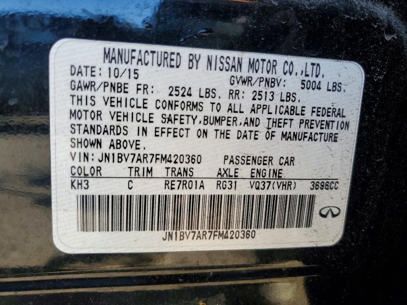 Aukcja sprzedaży 2015 Infiniti Q50, vin: JN1BV7AR7FM420360, numer aukcji: 51168736