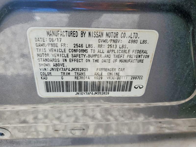50595916 :رقم المزاد ، JN1EV7AP4JM352829 vin ، 2018 Infiniti Q50 مزاد بيع