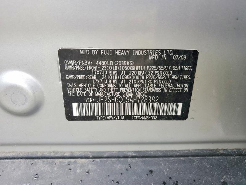 49896326 :رقم المزاد ، JF2SH6CC9AH728382 vin ، 2010 Subaru Forester مزاد بيع