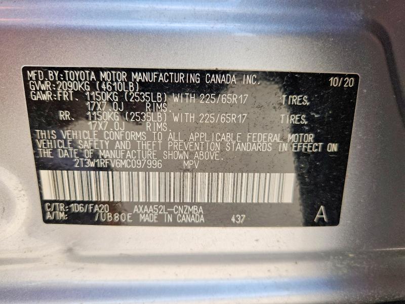 Aukcja sprzedaży 2021 Toyota Rav4, vin: 2T3W1RFV6MC097996, numer aukcji: 49445316