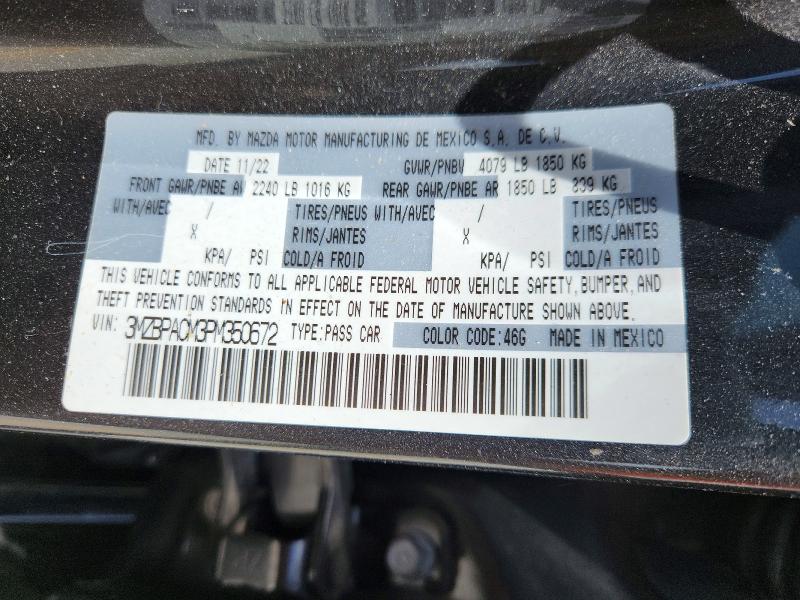 Продаж на аукціоні авто 2023 Mazda 3, vin: 3MZBPACM3PM350672, номер лоту: 50494376