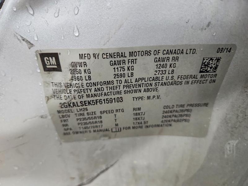 Aukcja sprzedaży 2015 Gmc Terrain, vin: 2GKALSEK5F6159103, numer aukcji: 51981056