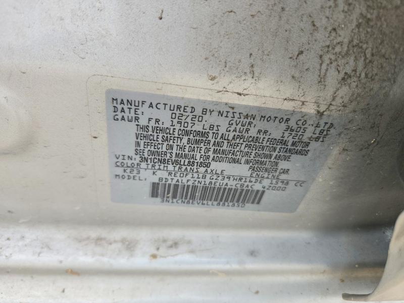Продажа на аукционе авто 2020 Nissan Versa, vin: 3N1CN8EV6LL881850, номер лота: 49961886
