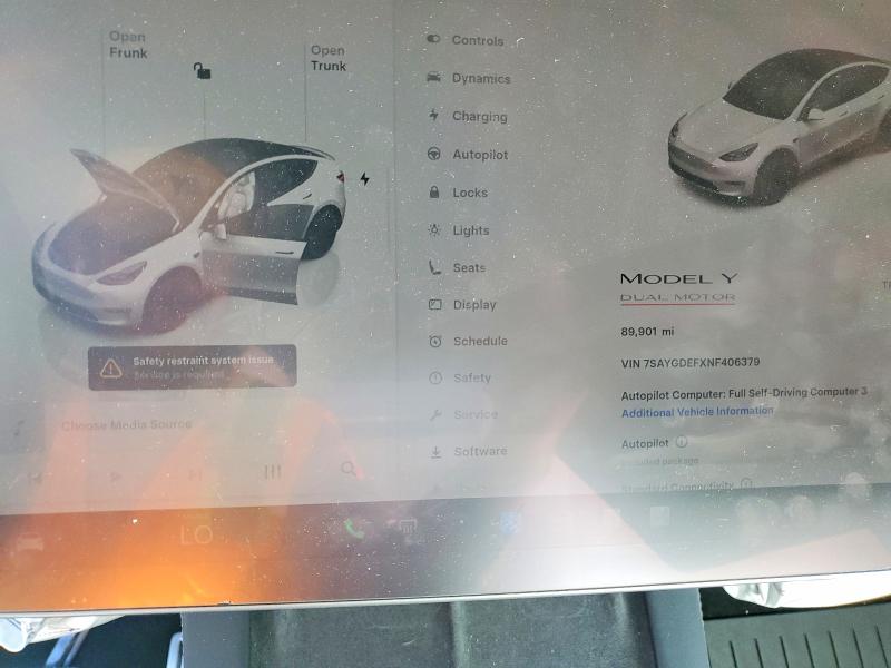 Продажа на аукционе авто 2022 Tesla Model Y, vin: 7SAYGDEFXNF406379, номер лота: 48788386