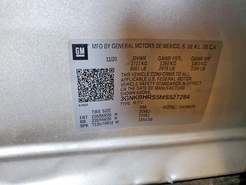 2021 Chevrolet Blazer მანქანა იყიდება აუქციონზე, vin: 3GNKBHRS5MS527284, აუქციონის ნომერი: 50635416