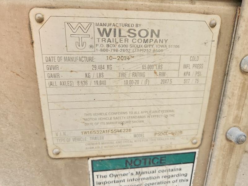 49662686 :رقم المزاد ، 1W16532A1F5546228 vin ، 2015 Wilson Unknown مزاد بيع