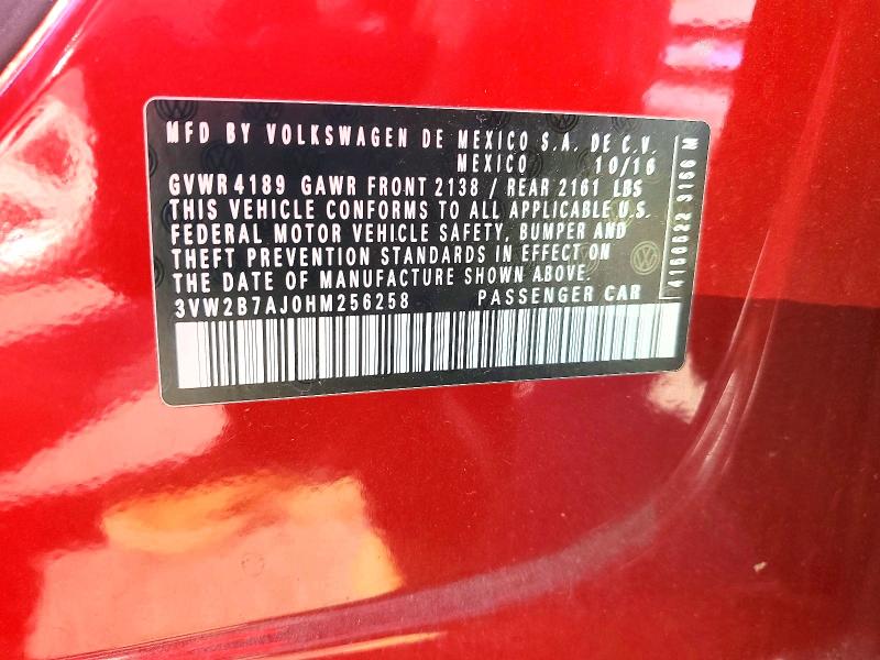 49336076 :رقم المزاد ، 3VW2B7AJ0HM256258 vin ، 2017 Volkswagen Jetta مزاد بيع