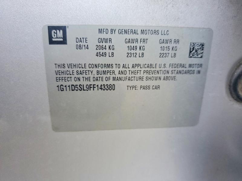 2015 Chevrolet Malibu მანქანა იყიდება აუქციონზე, vin: 1G11D5SL9FF143380, აუქციონის ნომერი: 49333806