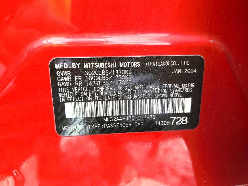 Продаж на аукціоні авто 2014 Mitsubishi Mirage, vin: ML32A4HJ7EH017979, номер лоту: 51175176