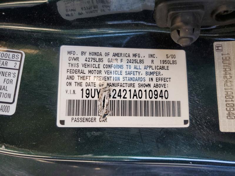 Продажа на аукционе авто 2001 Acura 3.2cl, vin: 19UYA42421A010940, номер лота: 50848806