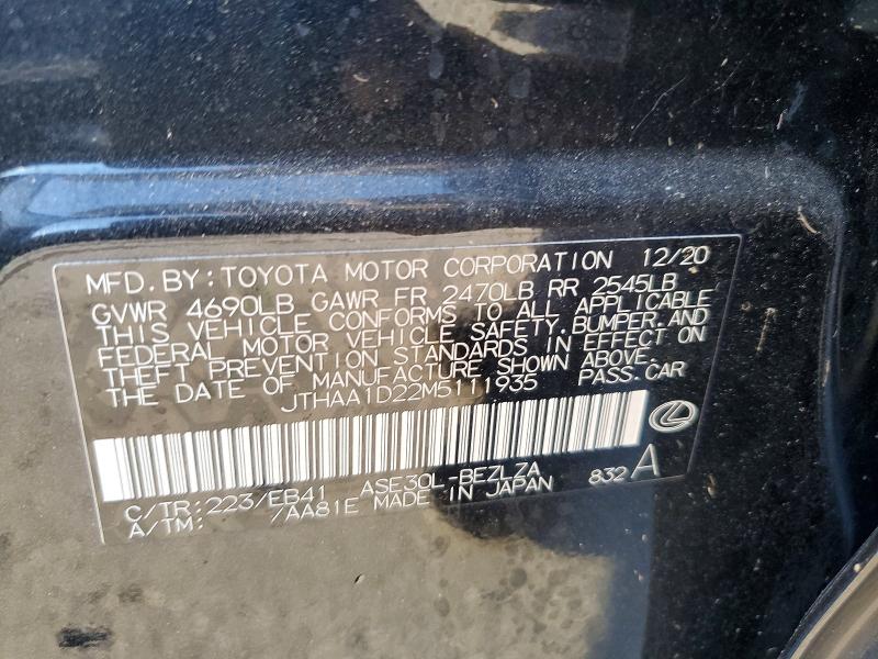 Продаж на аукціоні авто 2021 Lexus Is, vin: JTHAA1D22M5111935, номер лоту: 51382896