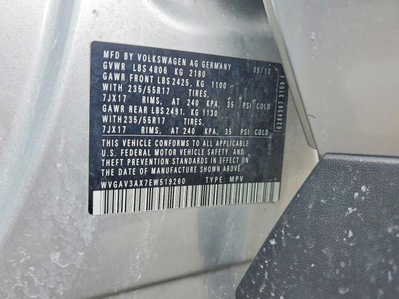 Aukcja sprzedaży 2014 Volkswagen Tiguan, vin: WVGAV3AX7EW519260, numer aukcji: 48950946