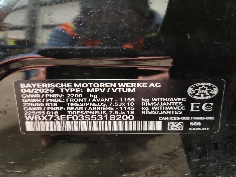 47906936 :رقم المزاد ، WBX73EF03S5318200 vin ، 2025 Bmw X1 مزاد بيع