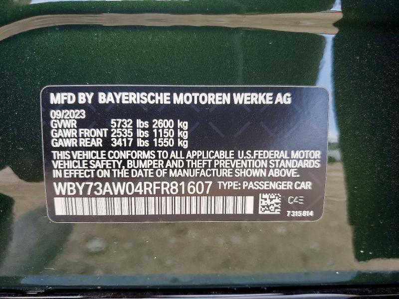 Продаж на аукціоні авто 2024 Bmw I4, vin: WBY73AW04RFR81607, номер лоту: 49072956