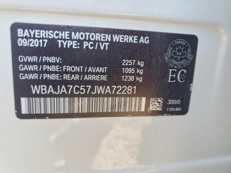 Продаж на аукціоні авто 2018 Bmw 530, vin: WBAJA7C57JWA72281, номер лоту: 48445686