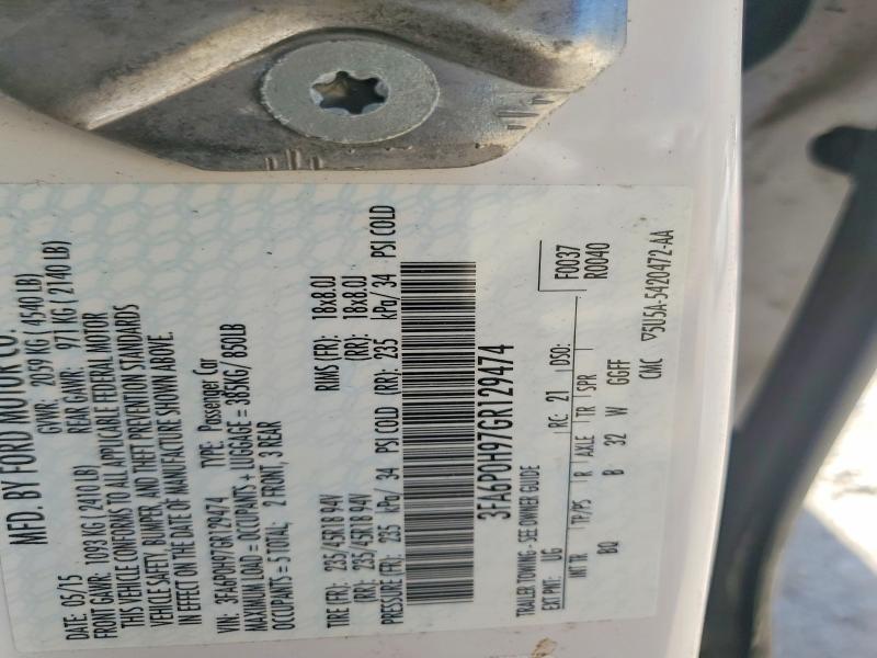50573176 :رقم المزاد ، 3FA6P0H97GR129474 vin ، 2016 Ford Fusion مزاد بيع