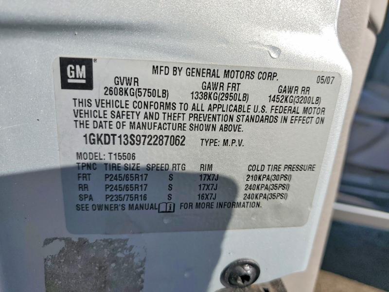 Продажа на аукционе авто 2007 Gmc Envoy, vin: 1GKDT13S972287062, номер лота: 48926066