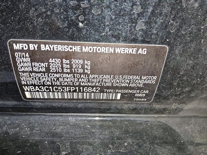 48609556 :رقم المزاد ، WBA3C1C53FP116842 vin ، 2015 Bmw 328 مزاد بيع