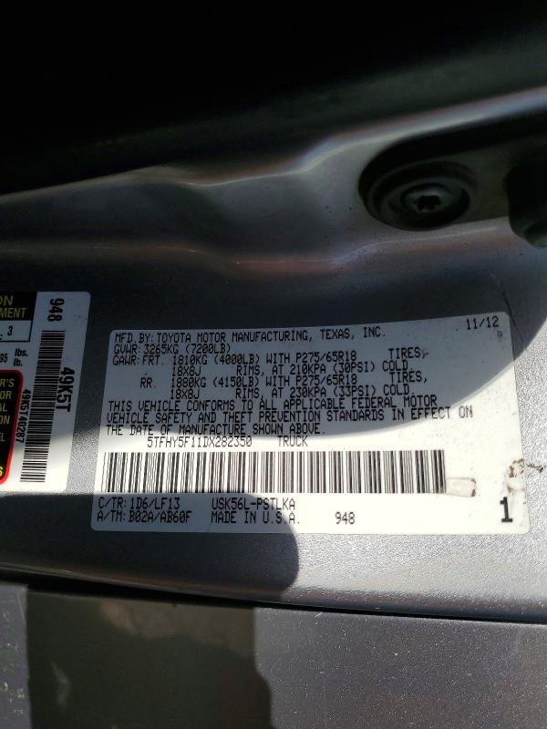 2013 Toyota Tundra მანქანა იყიდება აუქციონზე, vin: 5TFHY5F11DX282350, აუქციონის ნომერი: 49962406