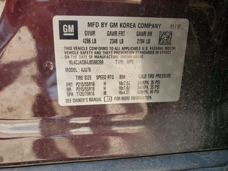 Продажа на аукционе авто 2018 Buick Encore, vin: KL4CJASB4JB588399, номер лота: 50582686