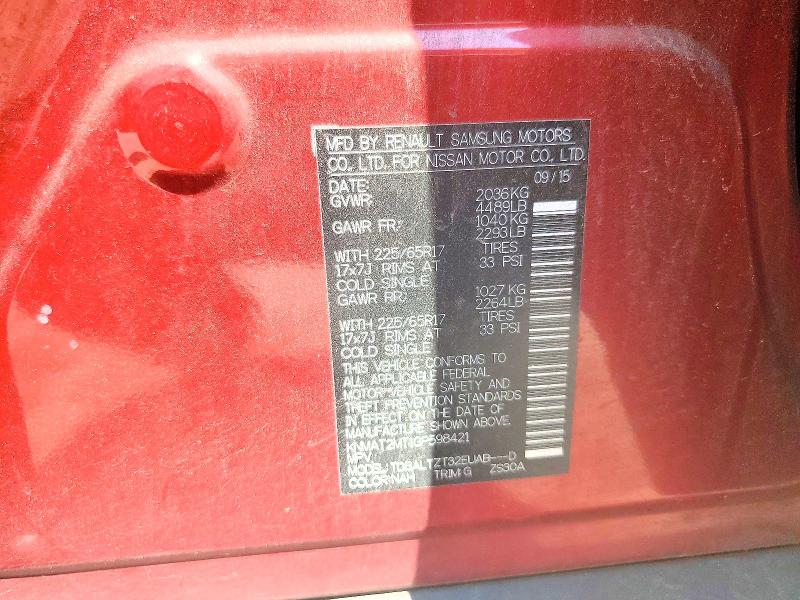 51865556 :رقم المزاد ، KNMAT2MT1GP598421 vin ، 2016 Nissan Rogue مزاد بيع