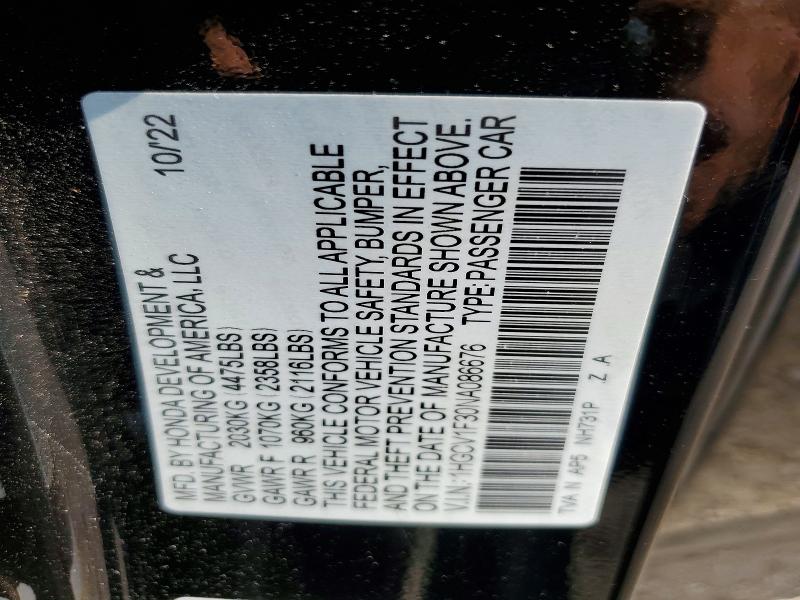 Продаж на аукціоні авто 2022 Honda Accord, vin: 1HGCV1F30NA086676, номер лоту: 51358966
