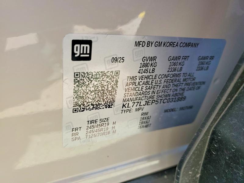 50073576 :رقم المزاد ، KL77LJEP5TC031889 vin ، 2026 Chevrolet Trax مزاد بيع