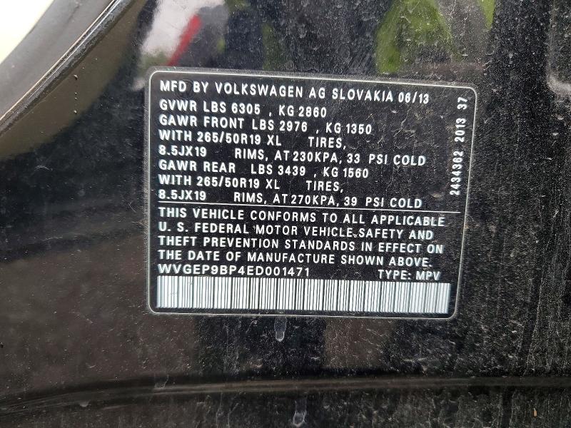 Aukcja sprzedaży 2014 Volkswagen Touareg, vin: WVGEP9BP4ED001471, numer aukcji: 51983926
