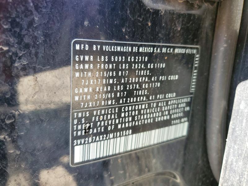 50492326 :رقم المزاد ، 3VV2B7AX2JM191508 vin ، 2018 Volkswagen Tiguan مزاد بيع