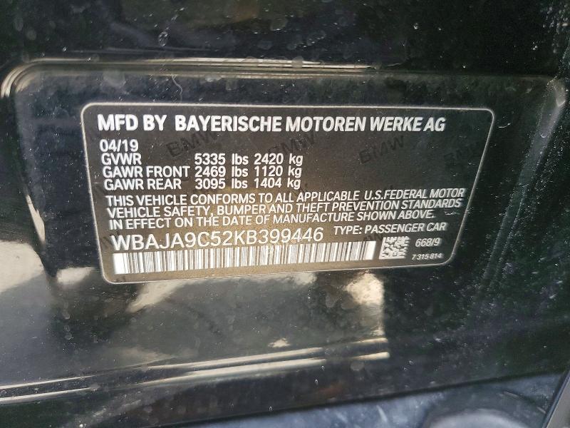 Продаж на аукціоні авто 2019 Bmw 530e, vin: WBAJA9C52KB399446, номер лоту: 48948916