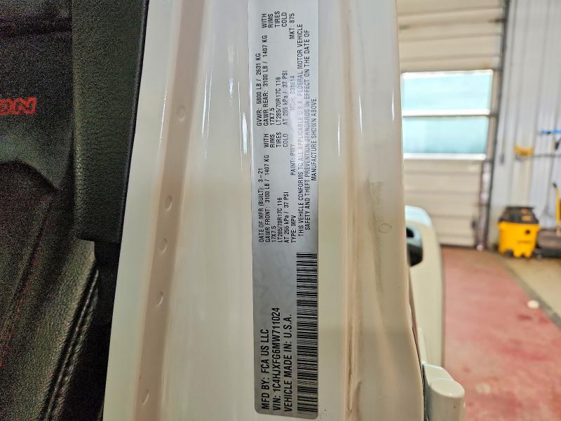 Продажа на аукционе авто 2021 Jeep Wrangler Unlimited, vin: 1C4HJXFG6MW711024, номер лота: 49885616