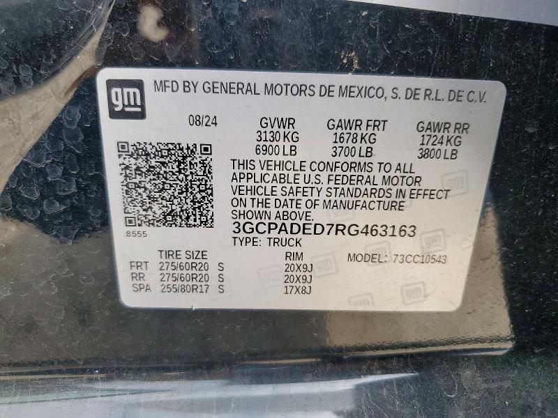 Продаж на аукціоні авто 2024 Chevrolet Silverado, vin: 3GCPADED7RG463163, номер лоту: 50966466
