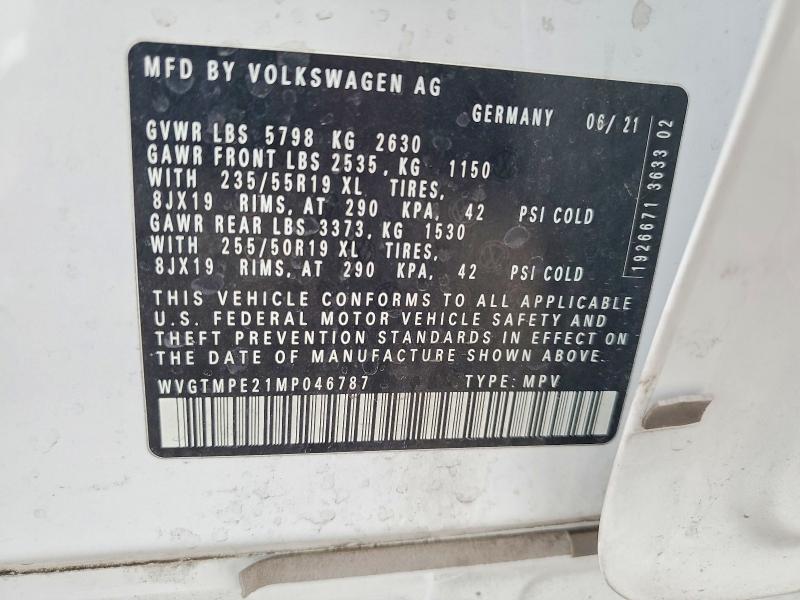 Aukcja sprzedaży 2021 Volkswagen Id.4, vin: WVGTMPE21MP046787, numer aukcji: 49455846