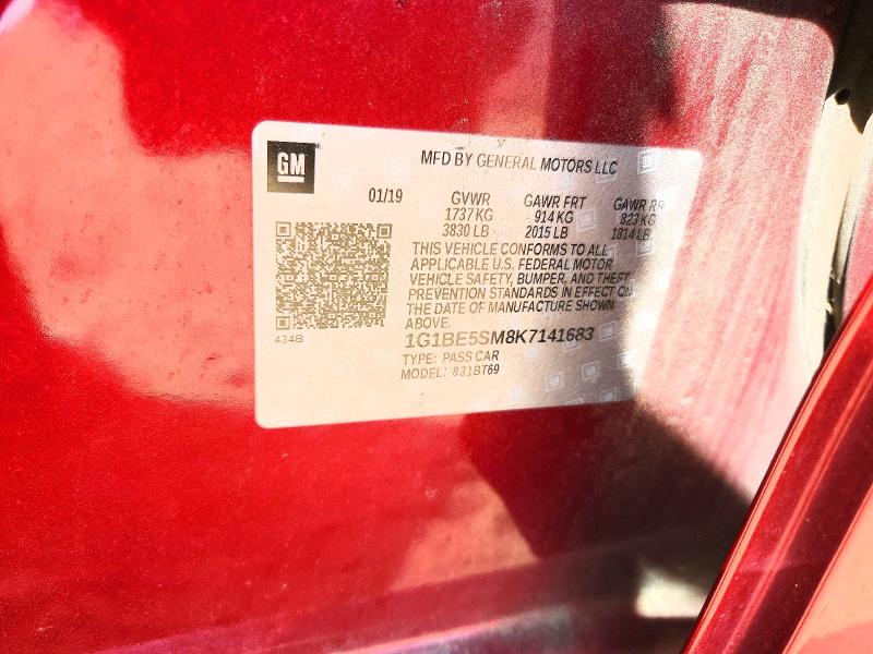 Продажа на аукционе авто 2019 Chevrolet Cruze, vin: 1G1BE5SM8K7141683, номер лота: 49568696