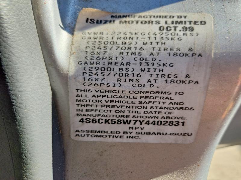 Продаж на аукціоні авто 2000 Honda Passport, vin: 4S6CK58W7Y4402831, номер лоту: 48960886