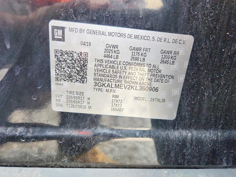 Aukcja sprzedaży 2019 Gmc Terrain, vin: 3GKALMEV2KL360906, numer aukcji: 48345256
