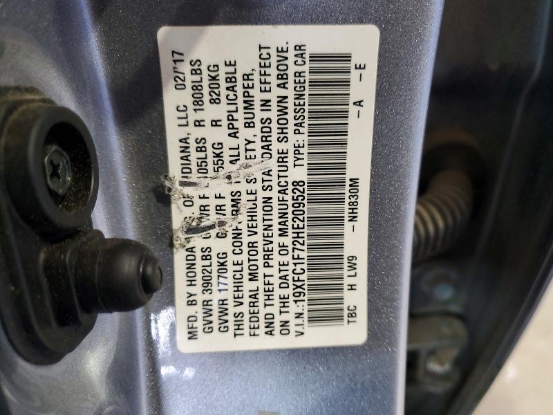 51558816 :رقم المزاد ، 19XFC1F72HE209528 vin ، 2017 Honda Civic مزاد بيع