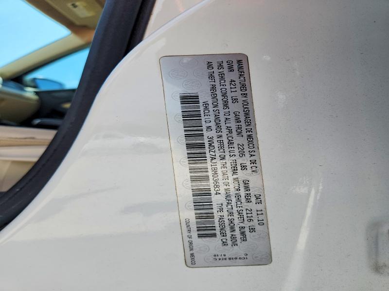 51945896 :رقم المزاد ، 3VWDZ7AJ1BM036834 vin ، 2011 Volkswagen Jetta مزاد بيع