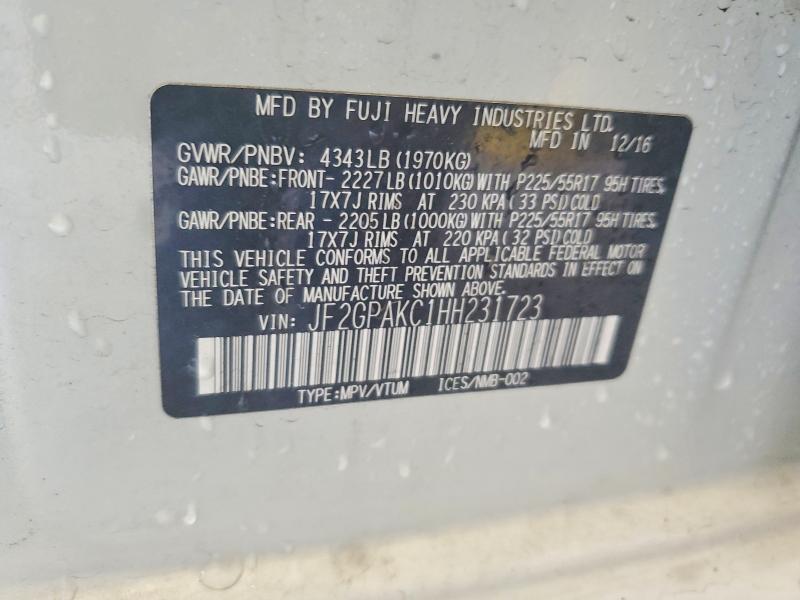Продаж на аукціоні авто 2017 Subaru Crosstrek, vin: JF2GPAKC1HH231723, номер лоту: 51196956